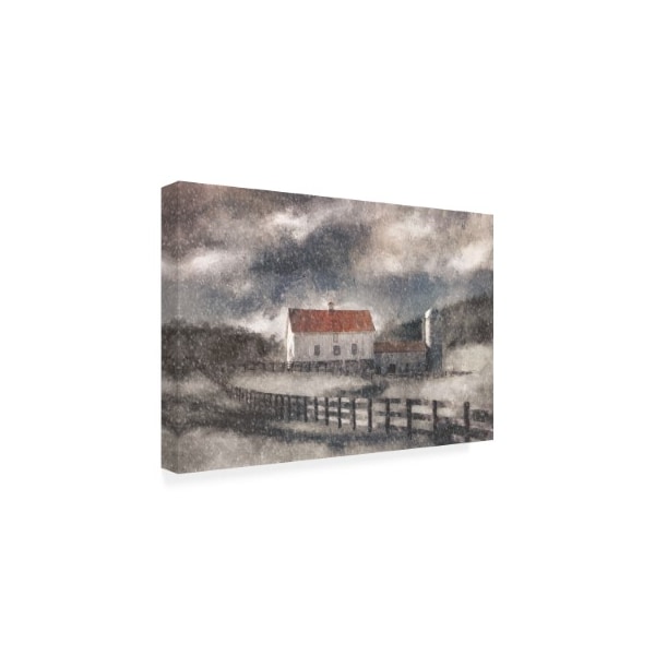 Lois Bryan 'Red Roof Barn In Winter' Canvas Art,16x24